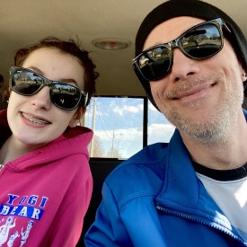 Maggie and I wearing sunglasses