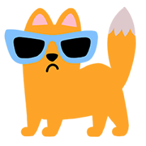 Orange cat with blue sunglasses