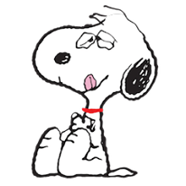 Snoopy licking his lips